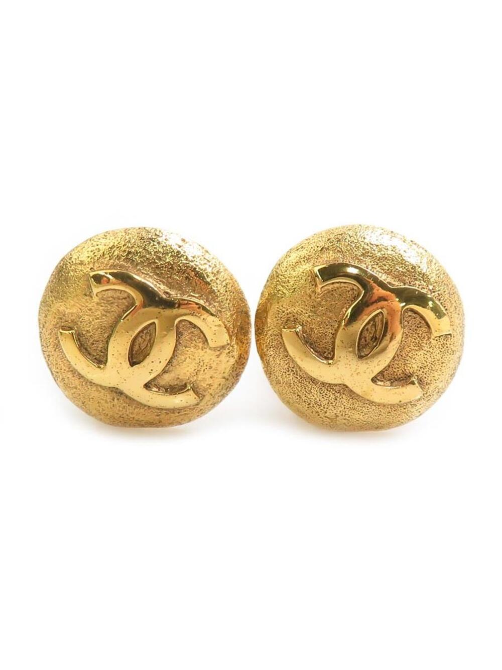 Auth Chanel Cc Logo Earrings Gold Metal #330823C30B